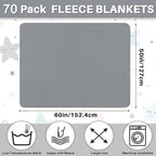 Newwiee 70 Pcs Fleece Throw Blankets Bulk 50'' x 60'' Oeko-tex Standard 100 Certified Spring Outdoor Wedding Guest Blankets Lightweight for Sleepover Donation Lap Pet Sofa Home (Gray)