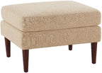 Convenience Concepts Designs4Comfort Marlow Ottoman 27" - Mid-Century Modern Upholstered Footrest & Seat for Living Room, Bedroom, Hallway, or Entryway, Tan Fabric