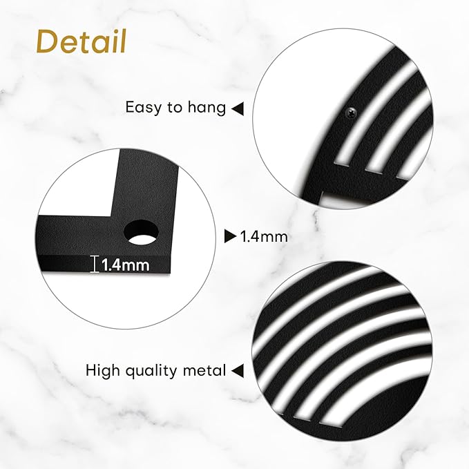 SIGNLEADER Metal Wall Art Decor Black Circle Stripes Minimalist Modern Abstract Wall Sculpture Hangings Home Decoration for Living Room, Bedroom, Bathroom, Kitchen, Outdoor - 30" Black
