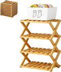 Upgraded The 9-Tier No-Assembly Bamboo Shoe Rack (3–9 Tier), Folding Bamboo Shoe Storage Rack with Zero Assembly Required and Space-Saving Design for Entryway Closet Apartment (Nature, 4 Tier)