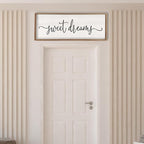 Surfapans Sweet Dreams Wall Decor Above Bed 40"x15" ofr Master Bedroom Guest Room Wood Framed Rustic Over Bed Wall Art Sign (Wood)