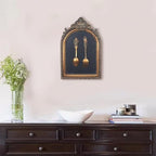 S-MANTIS Vintage Wall Sculpture,Antique Pediment,Hallway Wall Art, Hand Painted Wall Decoration With Embossed Intricate Spoon and Fork Design, Arched Aesthetic Room Décor, Gallery, Unique Gift