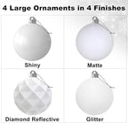 White 4.0" Large Christmas Balls - Christmas Tree Decoration Ornaments Shatterproof Hanging Balls for Birthday Halloween Holiday Wedding Decorations Set of 4pcs