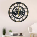 24 Inch Wall Clock, Gear Clock, Silent Non Ticking, Battery Operated Large Wall Clocks for Living Room Decor, Kitchen, Office (Vintage Industrial Steampunk)