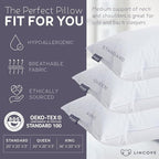 Lincove Hotel Collection Pillows for Sleeping - Premium Down and Feather, Luxury, Plush, Hypoallergenic - for Neck Pain, Back & Side Sleepers (Standard Size, 1 Pack)