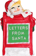 NINIPAPA Christmas Village Accessories Santa's Mailbox Villages Sets for Christmas Decoration Cute Cat Send Letter to Santa Resin Christmas Ornaments