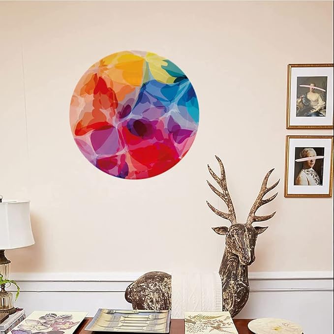 Decorative Plates, Floral Print Ornament, Vibrant Colors Abstract Creative Watercolor Style, 10 Inch, Kitchen Wall Decor, Multicolor