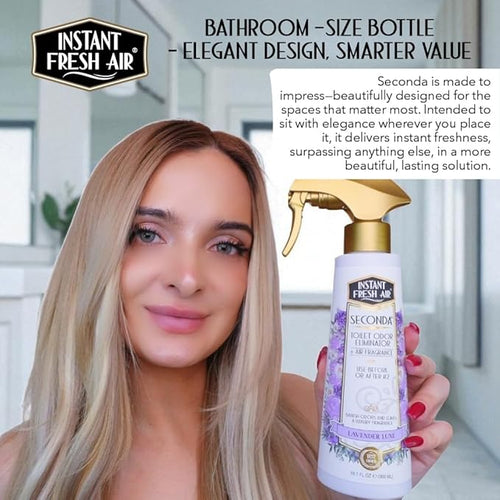 'Seconda' Toilet Spray - Bathroom Air Freshener & Toilet Bowl Odor Eliminator - For Home, Business, School - Bathroom Deodorizer Portable for Travel - Lavender Fragrance 10.1 fl oz.