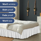 Wrap Around Dust Ruffle Bed Skirt - White - for Queen Size Beds with 24 Inch Drop - Easy Fit Elastic Strap - Adjustable Pleated Bedskirt w/Brushed Fabric - Wrinkle Free - for Women, Men, Kids & Teens