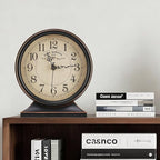 7-Inch Retro Mantel Desk Clocks，Silent Vintage Table Clock with All Metal Frame，Easy to Read Larege Retro Mantel Clocks for Living Room，Fireplace and Shelf Decoration.