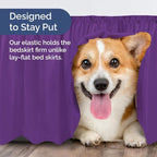 Wrap Around Dust Ruffle Bed Skirt - Purple - for Full Size Beds with 12 Inch Drop - Easy Fit Elastic Strap - Adjustable Pleated Bedskirt w/Brushed Fabric - Wrinkle Free - for Women, Men, Kids & Teens
