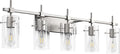 SOLFART 40.1 inch 5 Light Bathroom Vanity Light fixtures Bathroom Light Fixture Over Mirror Brushed Nickel Wall Lights with Glass Shade