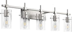 SOLFART 40.1 inch 5 Light Bathroom Vanity Light fixtures Bathroom Light Fixture Over Mirror Brushed Nickel Wall Lights with Glass Shade