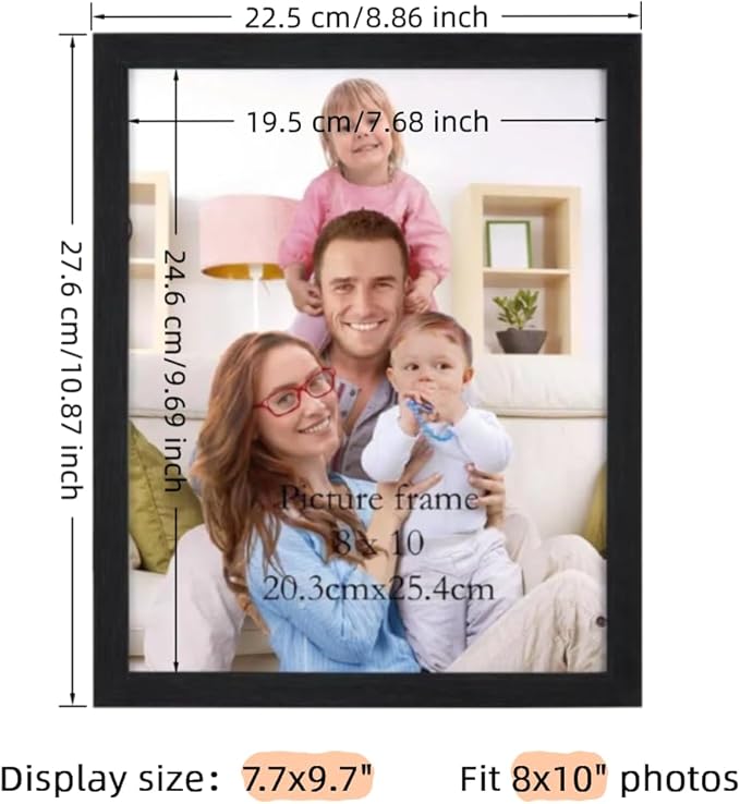 Giftgarden 8x10 Picture Frame Set of 7, Multi Photo Frames for Wall Decor or Tabletop Display, Black