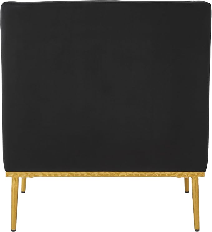Merax Luxury Velvet Accent Chair, Modern Mid-Century Armchair for Living Room, Bedroom Reading Corner, Comfortable Tufted Single Seater Sofa Chair with Iron Legs (Black)