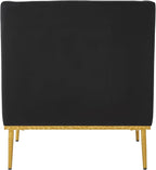 Merax Luxury Velvet Accent Chair, Modern Mid-Century Armchair for Living Room, Bedroom Reading Corner, Comfortable Tufted Single Seater Sofa Chair with Iron Legs (Black)