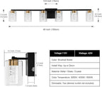 SineRise 6-Light Black and Gold Vanity Light with 3 Color Modes (3000K/4000K/6000K), Eye Protection LED Bathroom Light Fixture, Dimmable Modern Wall Light Over Mirror with Clear Glass Shade