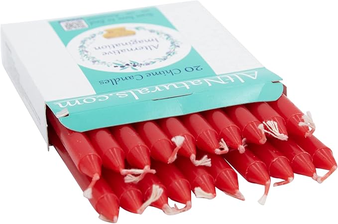 Alternative Imagination Red Chime Candles - 20 Pack of Unscented 4 Inch Mini Taper Candles - Dripless Long Burning Ritual Candles for Meditation, Spell Work, Birthdays, Ceremonies & Home Decor