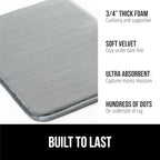 GORILLA GRIP Memory Foam Bath Rugs, Soft Absorbent Velvet Bathroom Mats, Durable Dots on Underside, Machine Washable Bathmat, Carpet Rug Room Decor for Shower Floor, 36x24 Mat, Graphite Gray
