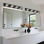 OKELI 4-Light LED Bathroom Vanity Light Fixtures, Matte Black Modern Bathroom Wall Lighting Fixtures Over Mirror (3CCT, 3000K-6000K)