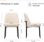 Dining Chairs Set of 2, Modern Dining Chairs, Fabric Upholstered Dining Chairs, Kitchen Chairs with Curved Back and Metal Legs for Dining Room Kitchen Restaurant, Beige