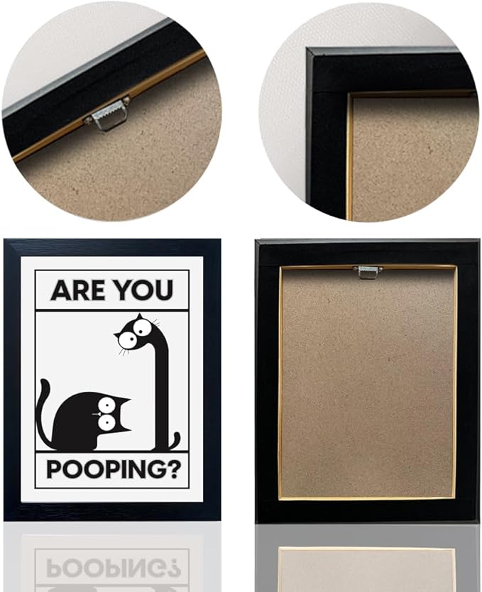 Gongyuanyihao Arts Funny Bathroom Wall Art with Are You Pooping Sign - Animal Bathroom Wall Art Print for Farmhouse, Restroom, Toilet Decor, Black Frame Picture Ready to Hang 8"x10"