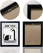 Gongyuanyihao Arts Funny Bathroom Wall Art with Are You Pooping Sign - Animal Bathroom Wall Art Print for Farmhouse, Restroom, Toilet Decor, Black Frame Picture Ready to Hang 11"x14"