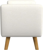 HomePop Modern Storage Bench with Wood Legs |Homepop Home Décor|Bench with Storage for Living Room & Bedroom - Cream Woven