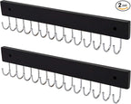 Wall Mounted Necklace Holder, Classic Style Necklace Holder, Tangle-Free Wall Jewelry Organizer with 28 Hooks(2 Packs,Black)