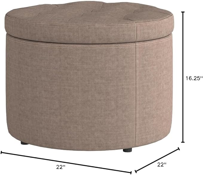 Convenience Concepts Designs4Comfort Round Shoe Ottoman, Tan Fabric
