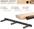 Homeforia Wood 48 inch Floating Shelf, High End Solid Natural Wood 48inch Floating Shelves for Wall Mounted, Unfinished Wooden Large Floating Shelves, Heavy Duty Bracket, 48 X 6.5 X 1.75 in, Set of 3