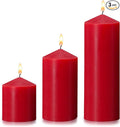 Pillar Candles 3 x 4, 6, and 8 inches, Large Handmade Candles Set of 3, Red Decorative Candles for Wedding, Home Decoration, Dinner, Church