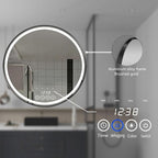 24 Inch Wall-Mounted Round Bathroom Mirror with LED-Lights - Frame Vanity Mirrors (24" x 24", Black)