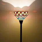 Tiffany Floor Lamp Torchiere Antique Stained Glass Lamp Yellow Peacock Tail Style Standing Light Tall Uplight Lamp for Home Decorating Reading Working