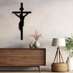 SIGNLEADER Metal Wall Art Decor A Men on Cross Minimalist Modern Abstract Wall Sculpture Hangings Home Decoration for Living Room, Bedroom, Bathroom, Kitchen, Outdoor - 18" Black