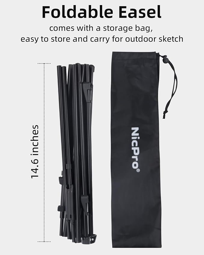 Nicpro Art Folding Easels for Display, 2 Pack 63 Inches Metal Floor Easel Stand Bulk Tripod Black Collapsible for Sign Artist Poster Wedding | with Carry Bag