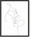 Y2K BOO Minimalist Face to Face UNFRAMED Wall Art Two Portraits Continuous Line Drawing 11x14 Inch Heavyweight Paper Modern Aesthetic Studio Decor