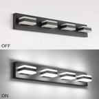 SOLFART Black Bathroom Light Fixtures 4 Lights Bathroom Vanity Light LED Dimmable Matt Black Vanity Lights 32W Cool White 6000K & 0%-100% Brightness Dimmable