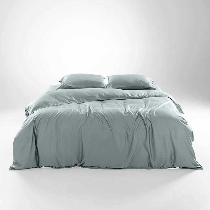 Olive + Crate Tencel Eucalyptus Cooling Duvet Cover Set - Hypoallergenic, Lyocell Tencel Duvet Cover - Soft, Temperature Regulating with Hidden Button Closure & Corner Ties - Twin XL [Eucalyptus]
