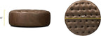 Poly & BARK Ascot Ottoman – 40" Round Pouf with Feather-Down Topper – Full-Grain Leather Upholstered Pouf Ottoman for Living Room – Vintage Italian Leather in Cocoa Brown