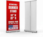 Custom Retractable Banner with Stand (33”x81”) by BCB Print | Personalized Roll-Up Banner for Advertising & Trade Shows | HD Printed Vertical Pull Up | Express Dispatch & Ship | Made in USA