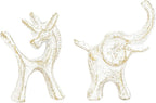 Sungmor Set of 2 Cast Iron Elephant & Unicorn Figurines - Rustic White Animal Sculptures for Shelf, Desk, or Entryway - Heavyweight Decorative Mini Cute Statues - Whimsical Vintage Home Décor