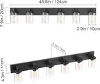 Aipsun 48in Vanity Light Black Bathroom Vanity Lighting Fixtures 6 Light Bathroom Light Fixtures with Clear Glass Shade(Exclude Bulb)