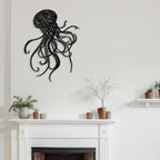 SIGNLEADER Metal Wall Art Decor Octopus Minimalist Modern Abstract Wall Sculpture Hangings Home Decoration for Living Room, Bedroom, Bathroom, Kitchen, Outdoor - 18" Black