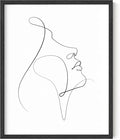 Y2K BOO Minimalist Woman Profile UNFRAMED Wall Art Upward Gaze Continuous Line Drawing Feminine Face 8x10 Inch Heavyweight Paper Studio Decor