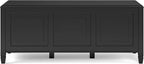 SIMPLIHOME Connaught Storage Bench - 51 inch Wide Solid Wood Trunk Bench in Black, Traditional Bench for Entryway with Lift-Up Lid and 3 Hidden Compartments