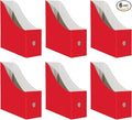 Limitliho Magazine File Folder Holder for Desk, Book Bins for Classroom Library,Office,Home, 10.6" H x 10.2" L x 3.5" W in Cardboard Paper Organizer(Red, 6 Pack)