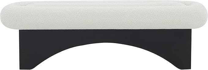 SAFAVIEH Couture Collection Carsen Ivory Boucle/Black Bench (Fully Assembled)