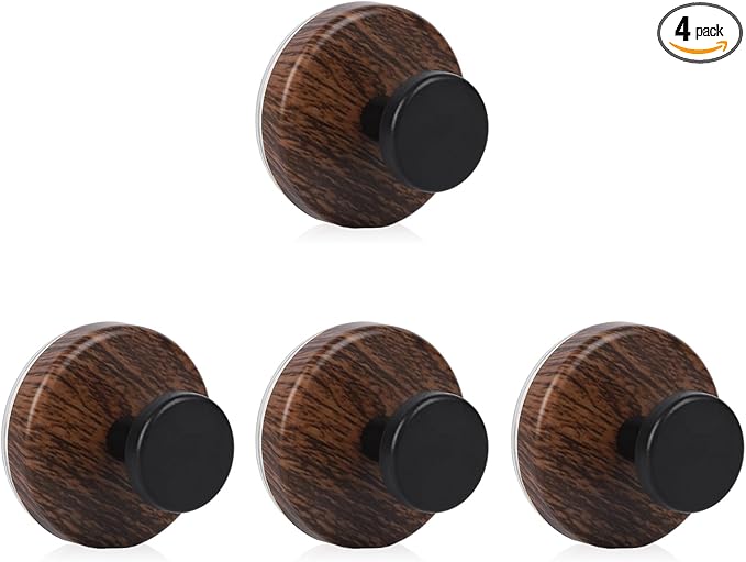 Wreath Hanger for Front Door, Heavy Duty Wreath Hangers for Front Door & Glass Window, Upgrade Suction Cup Hooks for Shower,Christmas Thanksgiving Halloween Easter Valentine (Walnut, 4p)