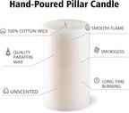 Unscented Ivory Pillar Candles Set of 6-2.8x4 inch - Dripless and Smokeless Large Pillar Candles, 50-Hours Long Burning Time Paraffin Candle for Dinner Table, Christmas and Home Decor